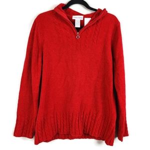 Vintage NWT Med Drapers & Damon's Red Quarter Zip Long Sleeve Sweater Heart Zip